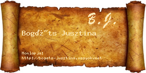 Bogáts Jusztina névjegykártya